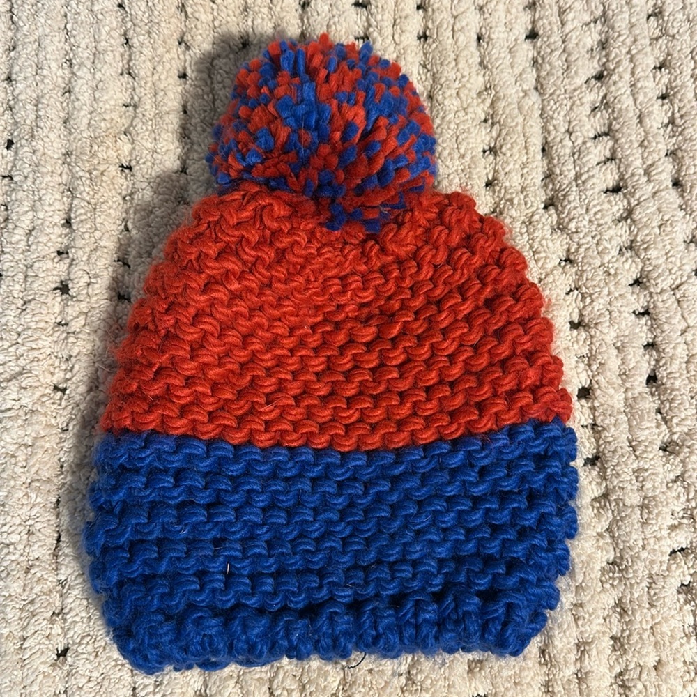 Knit Hat- Blue and Red